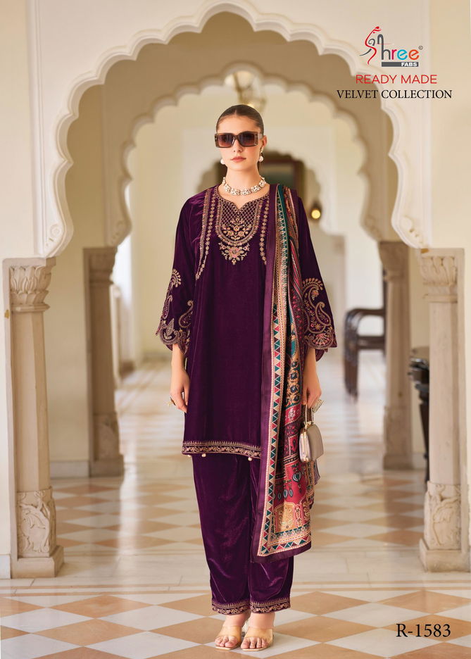 R 1583 Shree Winter Wear Velvet Pakistani Readymade Suits Wholesale Shop In Surat 